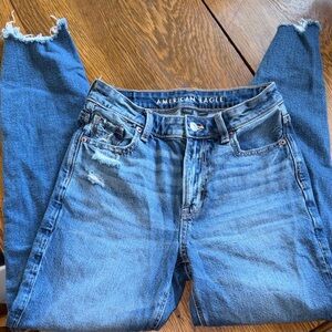 American Eagle Outfitters Women's Light Blue Ripped Skinny Jeans